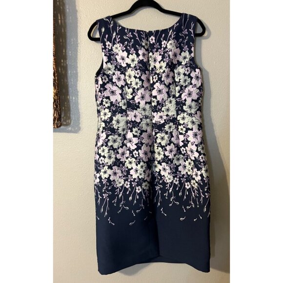 Talbots Sheath Dress 8 Blue Pink Gray Floral Sleeveless Career Church Party - Picture 8 of 9